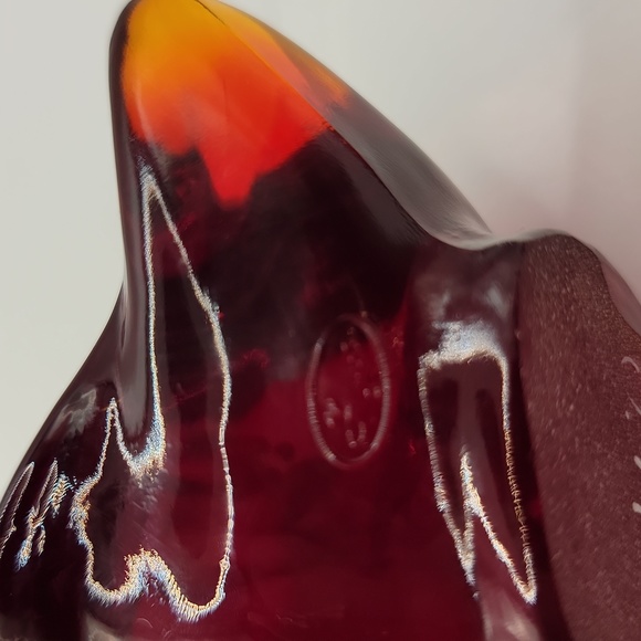 Signed Fenton Ruby Red Goose w/Hand Painted Christmas Ribbon & Bow - Picture 13 of 14